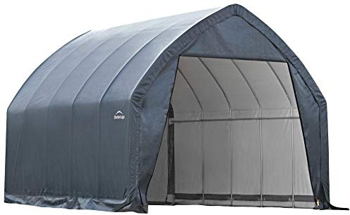 ShelterLogic Garage-in-a-Box Portable Outdoor Garage for SUV and Full-Size Trucks, All-Season Car Canopy Carport with Alpine Style Roof, 13' x 20' x 12', Gray