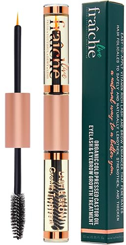 USDA Organic Castor Oil Lash Serum - Premium All Natural Cold Pressed Castor Oil Eyelash Growth Serum with Mascara Tube - Eyelash Treatment and Conditioner - For Thicker and Fuller Lashes