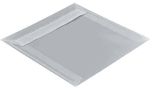 100 Stück, Transparente Briefumschläge, 160 x 160 mm, Haftklebung mit Abziehstreifen, Gerade Klappe, 100 g/qm Offset, Ohne Fenster, Weiß (Transparent-Weiß), Blanke Briefhüllen