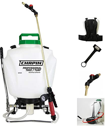 Chapin International Tree and Turf Pro 62000 Pulvérisateur à Dos Commercial avec Technologie de vanne de contrôle du débit pour Engrais, herbicides et pesticides, 12,7 l, Blanc translucide