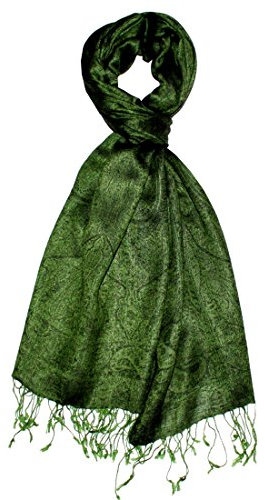 Lorenzo Cana - Herren Schal Schaltuch hochertig kuschelweich und leicht 70 cm x 180 cm opulentes grünes Paisley Muster aufwändig gewebt 7814911
