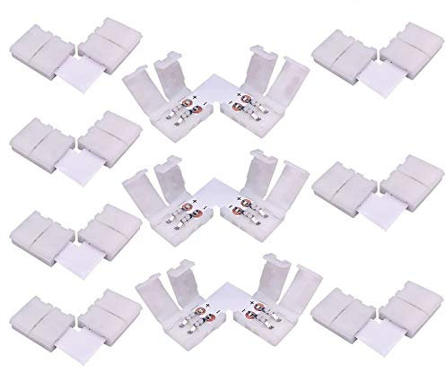 LitaElek 10pcs LED Streifen Eckverbinder 2-Polig 8mm Breite SMD 3528 2835 Einfarbige LED Strip Winkel Verbinder LED Stripe Schnellverbinder L-förmiger LED Band Anschluss LED Leiste Connector