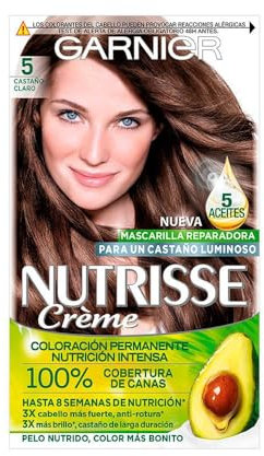 Garnier Nutrisse Creme Coloración Permanente Con Mascarilla Nutritiva De Cuatro Aceites - Castaño Claro 5