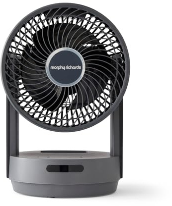 Morphy Richards Airflex Circulating Desktop Fan, Remote Control, Touch Panel, Air Circulation Motor, 3 Blade Design, Timer Function, 60 Degree Oscillation, Compact & Portable, Grey, 820002