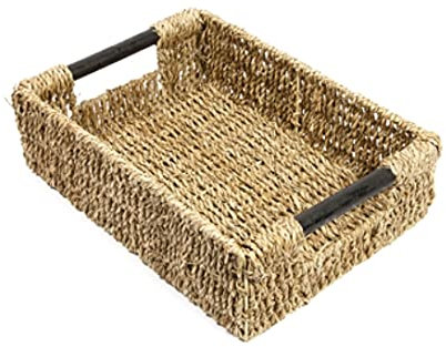 Woodluv Storage Baskets, Storage baskets for Shelves, Storage Box Organiser, Baskets to make hampers With Wood Handles, Medium