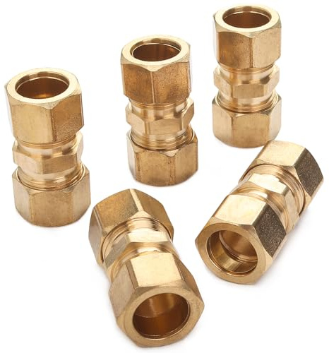 LTWFITTING 5/8-Inch OD Compression Union,Brass Compression Fitting(Pack of 5)
