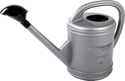 Regadera de plástico ovalada plateada 10 L Classic para riego de plantas
