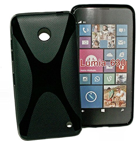 Unbekannt Design X-Rubber Silikon TPU hülle kompatibel mit Nokia Lumia 630 - Cover case Schutzhülle in Schwarz #
