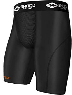 Shock Doctor Compression Shorts with Cup Pocket - Athletic Supporter Underwear with Pocket (Cup NOT Included) - Adult, Black, Adult, L