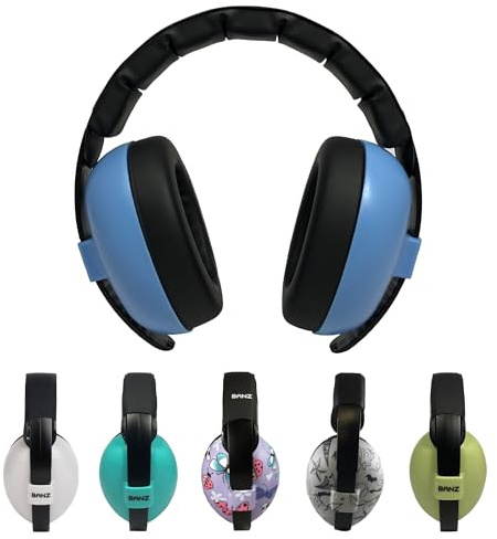 Banz Bubzee Baby-Gehörschutz 0–36 Monate –– Snr 24.3dB Baby-Kopfhörer mit lauter Geräuschunterdrückung und Ohrenschützern für Kleinkinder, verstellbare Größe Himmelblau