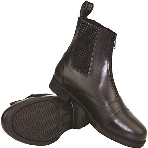 HY Canterbury Pantalon Jodhpur pour femme bottes courtes en cuir à fermeture Éclair pour adulte Tailles 4 noir - Noir