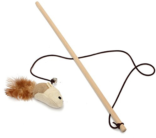 Kungfu Mall Cat Teaser Pet Kitten Toy-Bell, Stick, Feather, Ball & Mice