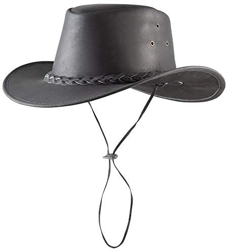 Pfiff 101004 Westernhut Utah, Rindleder, Cowboyhut, Hut Western Cowboy, Schwarz, L (60 cm)
