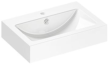 Alape˘ Waschtisch, wandhängend aus emailliertem Stahl mit antibakterieller Oberfläche in weiß, rechteckig, mit Hahnloch, mit Überlauf, Befestigungsset