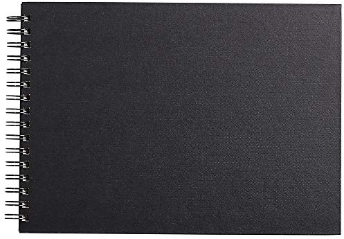 Clairefontaine 134255C Carnet Spiralé Goldline - 64 Feuilles Papier Dessin Ivoire - A4 21x29,7 cm 140g - Format Paysage - Couverture Rigide Noire Imitation Toile