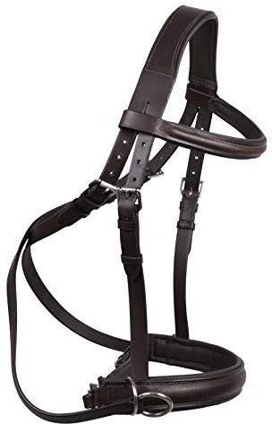 Wonder Care Genuine English Leather Crossover |Crossunder Bitless Bridle Headstall with Reins - Tan- S