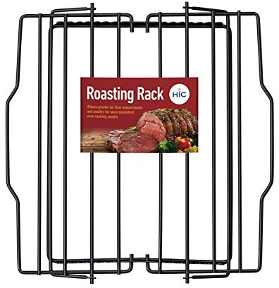 HIC Kitchen Roasting Adjustable Baking Rack, Nonstick-Coated Steel, Adjusts to 7 Different Positions, 11.5 x 10.5 x 0.5-Inches