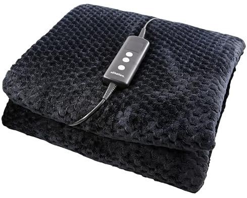 Schallen Waffle Soft Fleece Heated Electric Throw Over Blanket Honeycomb Overblanket with Timer and 10 Heat Settings for Sofa and Bed | Machine Washable | Large 160 x 120cm (Charcoal | Dark Grey)