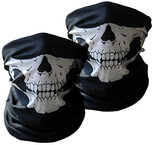 Motorcycle Face Masks 3 Pieces Xpassion Skull Mask Half Face for Out Riding Motorcycle Black