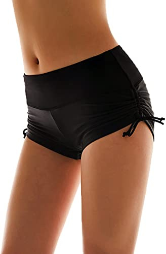 Micosuza Women's Black Shorts for Swimming Diving Beach Sunbathe Black L