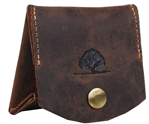 Greenburry Vintage Minibörse Leder Geldbeutel braun | ca. 7,5 x 6,5 x2 cm
