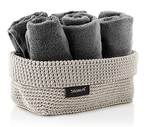 blomus -TELA- Häkelkorb L aus Kunstfaser, Sand, Korb für Aufbewahrung, hochwertige Verarbeitung, exklusive Optik, ideal für Handtücher, Kosmetik etc. (H / B / T: 9 x 12 x 20 cm, Sand, 68886)