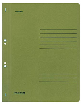 Exacompta - Ref 80003890001F - FALKEN - Eyelet Full-Cover Flat Files - A4 (210 x 297mm) in Size, 250gsm Recycled Manilla, Holds Up to 200 Sheets - Green (Pack of 50)