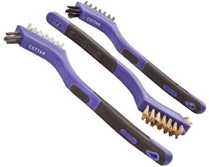 COTTAM Mini / Small Wire Brush Set (x3 Wire Brushes) | Nylon, Brass, Stainless Steel | The Wire Brushes For Rust Removal, Grout Cleaning & BBQ Grill Cleaning