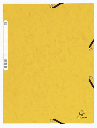 Exacompta 55309E 10er Pack Einschlagmappe. Aus extra starkem Colorspan-Karton DIN A4 mit 3 Klappen und Gummizügen gelb Sammelmappe Dokumentenmappe ideal für Büro und Schule