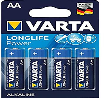 VARTA Piles AA, lot de 4, Longlife Power, Alcalines, 1,5V, adaptées aux jouets, souris sans fil, lampes de poche, Made in Germany