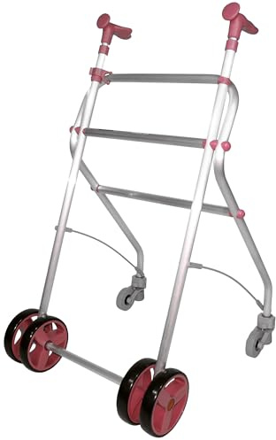 Forta Déambulateur roulant, déambulateur pour personnes âgées, freins par pression, déambulateur pliable, poids maximum 100 kg, corail