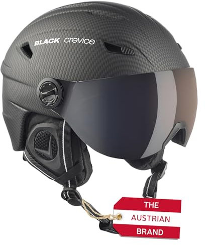 Black Crevice Erwachsene Skihelm Silvretta, mit Visier, Carbon schwarz, L
