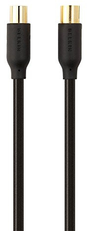 Belkin – TV Coaxial Aerial Cable Right Angle 90 dB with Gold-Plated Contacts 5 m, M/F – Black
