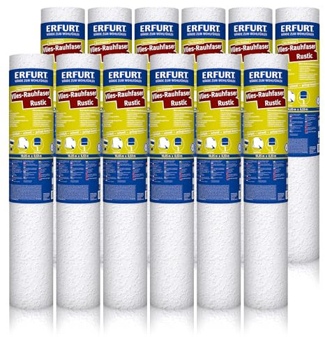 Erfurt Vlies-Rauhfaser RUSTIC Weiß Rauhfasertapete weisse Vliestapete mit Struktur 12 Rollen 10.05 x 0.53m