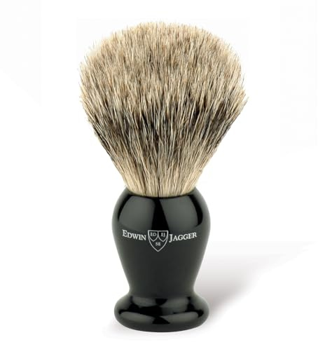 Edwin Jagger 1EJ946 I Migliori Capelli Classici Di Tasso Pennello Da Barba Esfoliante Per Crema Da Barba O Sapone Da Barba Per Uomini E Donne (Imitazione Ebano)