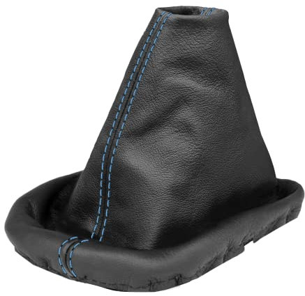 L & P Car Design L&P A0032 Schaltsack Schaltmanschette kompatibel mit VW Passat 3B B5 3BG 100% Echtleder Leder Schwarz Naht Blau