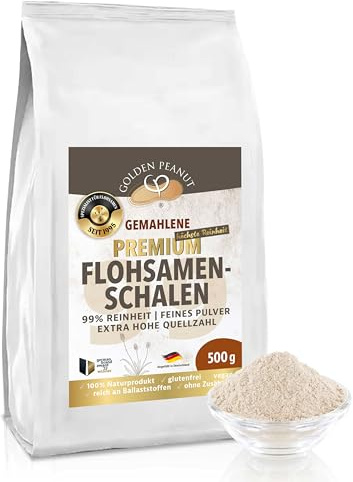 Polvo de cáscara pura de psyllium premium 99% malla 60 500 g