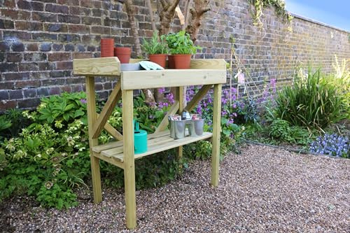 Parcel in the Attic Wooden Potting Table & Work Bench with Remiovable Storage made in Pressure Treated Wood
