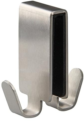 FACKELMANN Doppelhaken für Glasduschwand Tecno, Handtuchhalter aus Edelstahl, Kleiderhaken zum Einhängen in die Duschtür (Farbe: Silber), Menge: 1 Stück, 61238, 12 x 3.5 x 4,6 cm