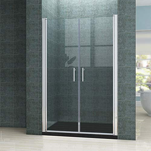 SONNI Duschkabine Duschtür Rahmenlos Nischentür Doppel Pendeltür Duschabtrennung 100x195cm | 5mm ESG Sicherheitsglas