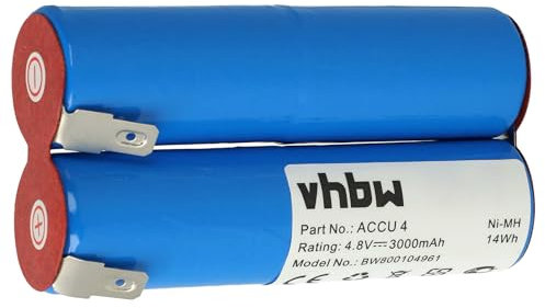 vhbw Batería Compatible con Gardena Tijeras para Bordes de césped 4 (2505) Tijeras de Hierba, cortacésped - Reemplaza Accu4, TBGD430MU - (NiMH, 3000 mAh, 4,8 V)