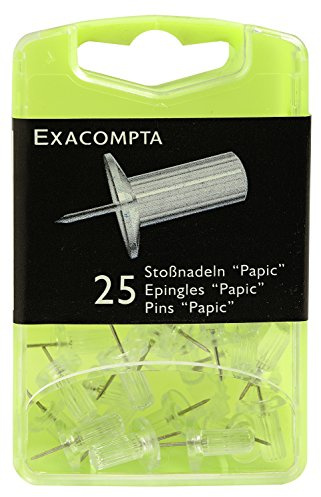 EXACOMPTA Boîte de 25 épingles Papic hauteur 7mm 10mm de diamètre Cristal