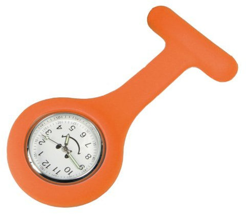 Tiga-Med Schwesternuhr Silikon 2er Set (=2Stück) orange Smiley Silikon Krankenschwesteruhr Uhr Pulsuhr mit Silikongehäuse und Anstecknadel