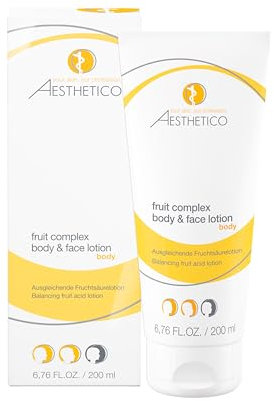 AESTHETICO fruit complex body & face lotion, 200 ml - Hautglättende Fruchtsäurecreme bei Akne, für Gesicht & Körper, mit Weihrauch, Hyaluronsäure und Urea für unreine, reife & zu Rosacea neigende Haut