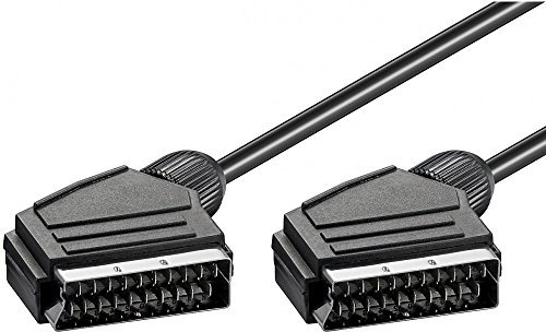 Goobay 11702 Câble de Connexion Péritel, Nickelé, Noir, 1.5m Longueur de Câble, 7mm Diamètre