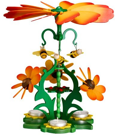 Tealight pyramid bloom charm pyramid Easter pyramid 29cm Erzgebirge NEW