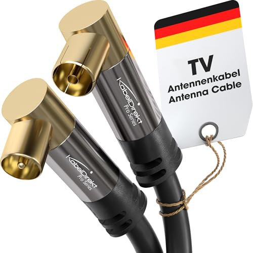 KabelDirekt – Câble Antenne TV 4K, Coaxial 90° coudé – 1m – Câble TV numérique et analogique – Disponible en 0,5-20m (Fiche coudée/Prise coudée, pour DVB-C/DVB-T/DVB-S, noir)