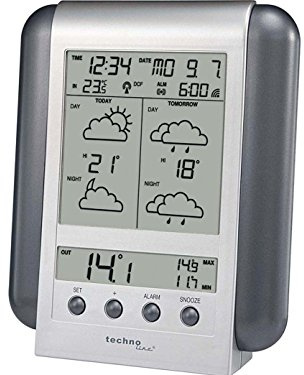 Technoline Meteotronic Wetterstation WM 5412, Silber, 2-teilig bestehend aus Station und Sensor, 13,5 x 2,8 x 16,6cm