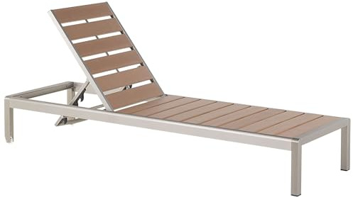 Beliani Transat de Jardin en Aluminium et Bois Composite Marron Dossier Réglable Nardo