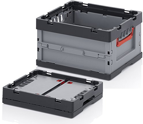 2-pack proffs fällbox utan lock vacker vikbar låda behållare stapelbehållare förvaringskorg FB 43/22, 40 x 30 x 22 cm, 21 liter,